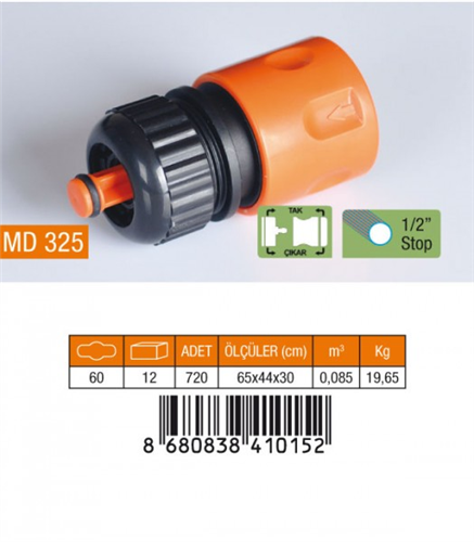 MEDALYAN 1/2" HORTUM BAĞLANTISI STOPLU / 60 - 720